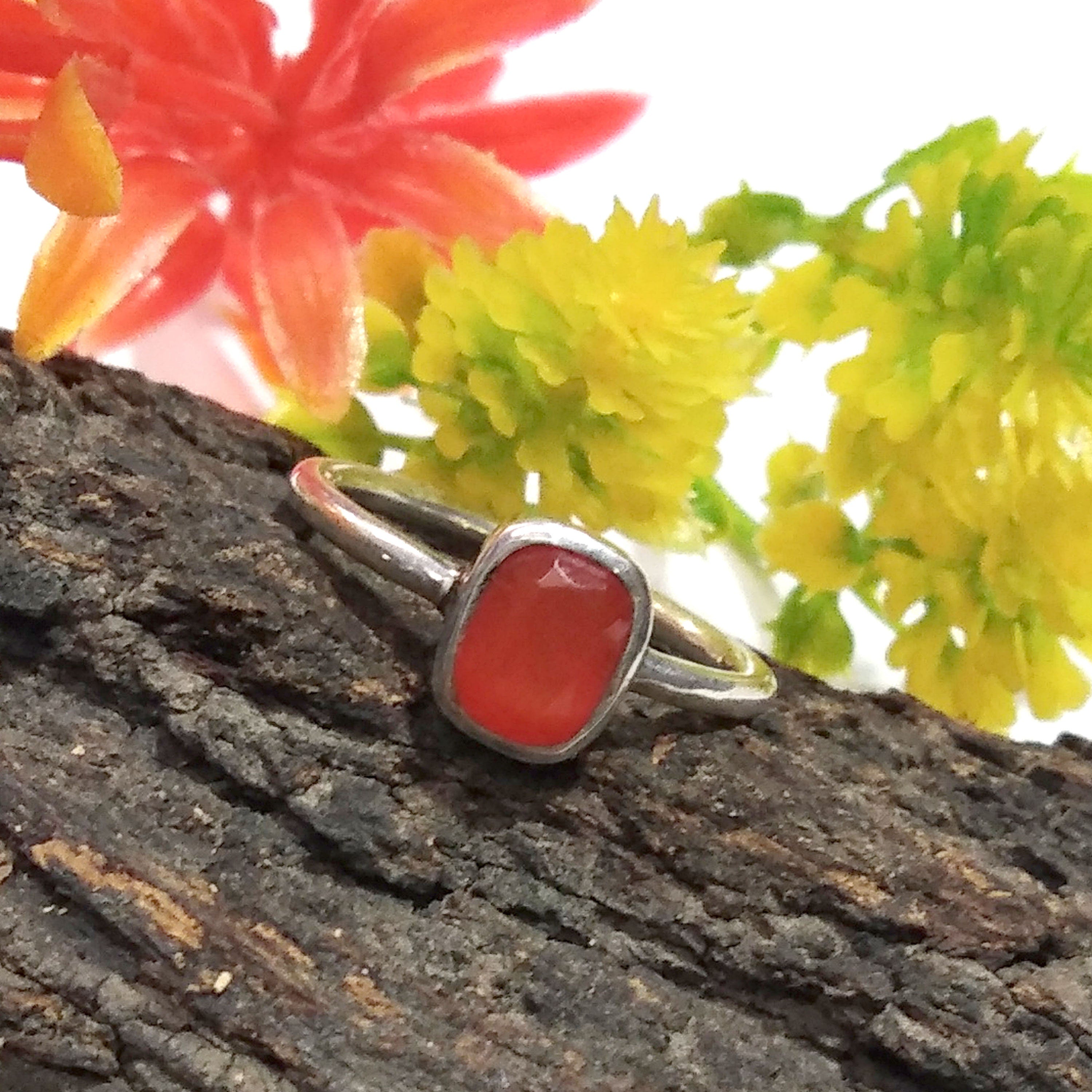 Natural Caroline Gemstone Ring, 925 Solid Starling Silver Ring, Jewelry Stone Size 7x6 mm Orange Caroline Ring Stone, Gift Birthday Ring